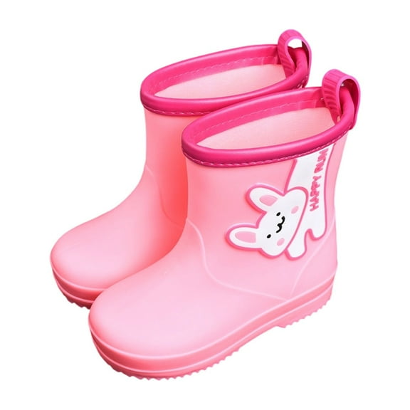 LIIPEE Girls Boys Rain Boots Cartoon Animal Lightweight Closed Toe Non- Waterproof Rain Shoes Girls Leisure Birthday Wedding Weekend Boot,Pink,3-4 Years