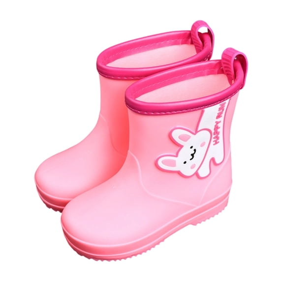 LIIPEE Girls Boys Rain Boots Cartoon Animal Lightweight Closed Toe Non- Waterproof Rain Shoes Girls Trendy Casual Daily Party Photoshoot Boot,Pink,6-7 Years
