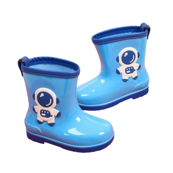 LIIPEE Girls Boys Rain Boots Cartoon Graphic Lightweight Closed Toe Non- Soft Sole Waterproof Rain Shoes Girls Leisure Holiday School Party Boot,Blue,4-5 Years