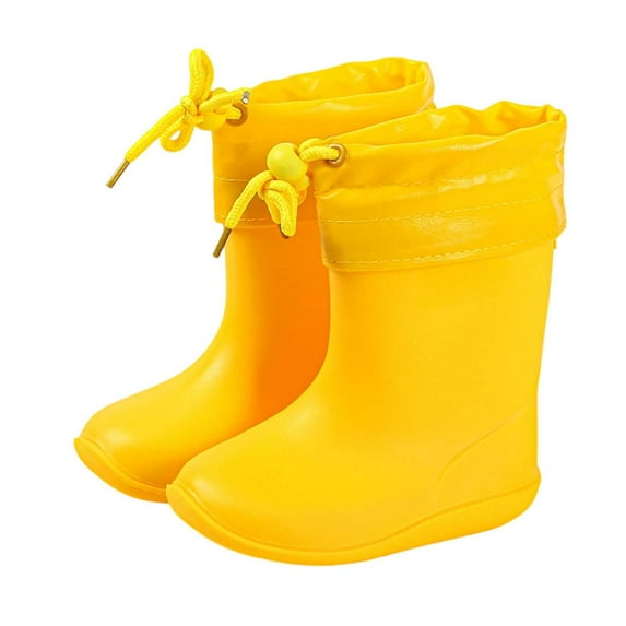 LIIPEE Girls Boys Rain Boots Color Block Lightweight Closed Toe Non- Waterproof Rain Shoes Child Classic Casual Daily Party Photoshoot Boot,Yellow,5.5-6 Years