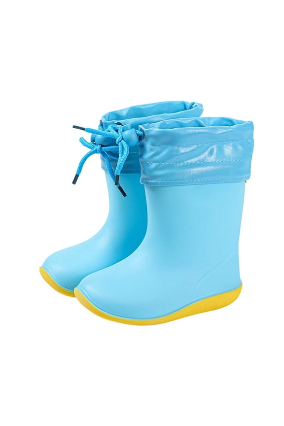 Girls Boys Rain Boots Color Block Lightweight Closed Toe Non- Waterproof Rain Shoes Kids Comfort Birthday Wedding Weekend Boot,Blue,2-2.5 Years