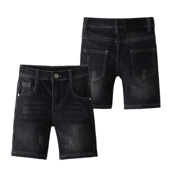 LIIPEE Girls Boys Ripped Jeans Shorts Summer Comfort High Waist Streetwear Denim Shorts With Pockets Kids Leisure Beach Shorts,Black,3-4 Years