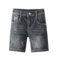 thumbnail image 1 of LIIPEE Girls Boys Ripped Jeans Shorts Summer Fall Empire Waist Denim Shorts With Pockets Girls Stylish Amusement Park Shorts,Grey,5-6 Years, 1 of 6