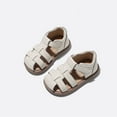 thumbnail image 1 of LIIPEE Girls Boys Sandals Solid Color Closed Toe Non-Slip Soft Sole Hook And Loop Strap Shoes Newborn Versatile School Sandal,White,12-15 Months, 1 of 3