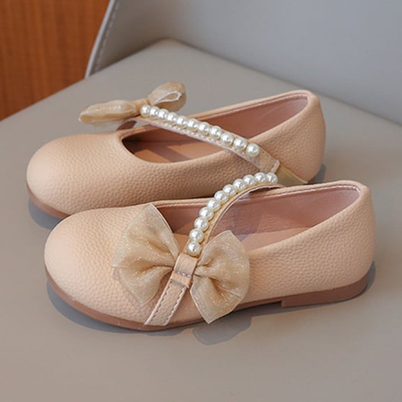 LIIPEE Girls Boys Sandals Solid Color Mesh Bowknot Closed Toe Non- Soft Sole Leather Shoes Child Casual School Sandal,Pink,6.5-7 Years