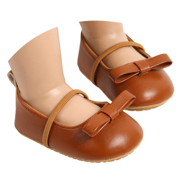 LIIPEE Girls Boys Sandals Spring Autumn Stylish Solid Color Bowknot Closed Toe Non- Soft Sole First Walking Shoes Leisure Casual Outings Sandal,Brown,12-18 Months