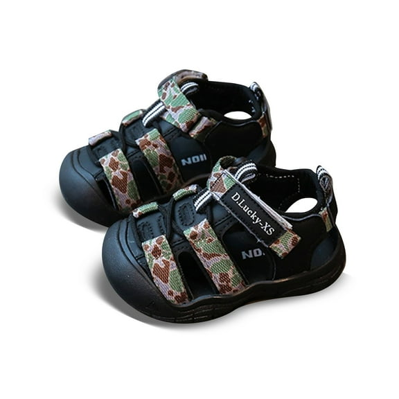 LIIPEE Girls Boys Sandals Summer Casual Breathable Adjustable Strap Closed Toe Non- Soft Sole Sports Daily Wear Outdoor Play Shoes Baby Trendy Indoor Walking Beach Sandal,Camouflage,6-9 Months