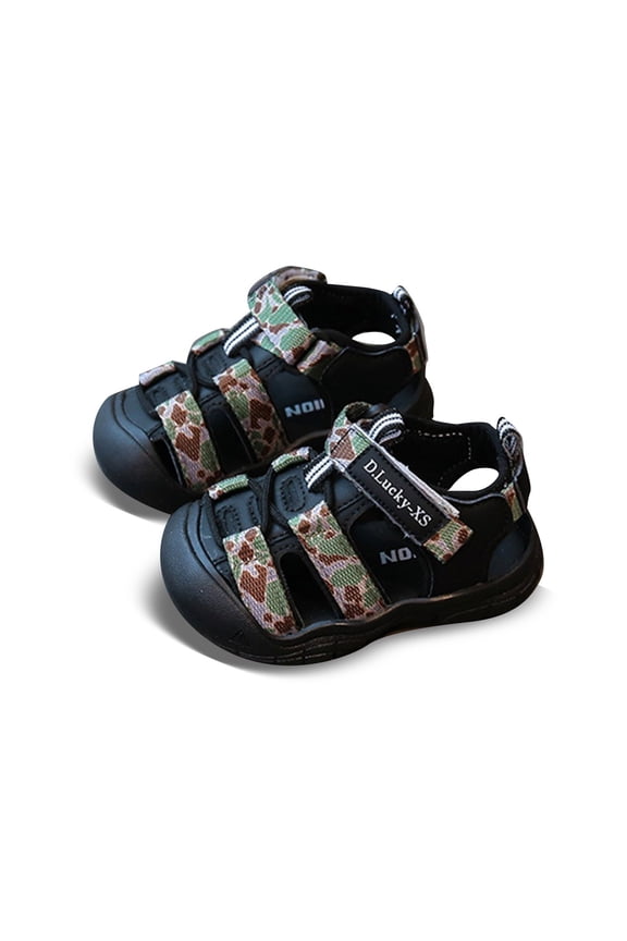 Girls Boys Sandals Summer Casual Breathable Adjustable Strap Closed Toe Non- Soft Sole Sports Daily Wear Outdoor Play Shoes Kids Cozy Indoor Walking Beach Sandal,Camouflage,18-24 Months
