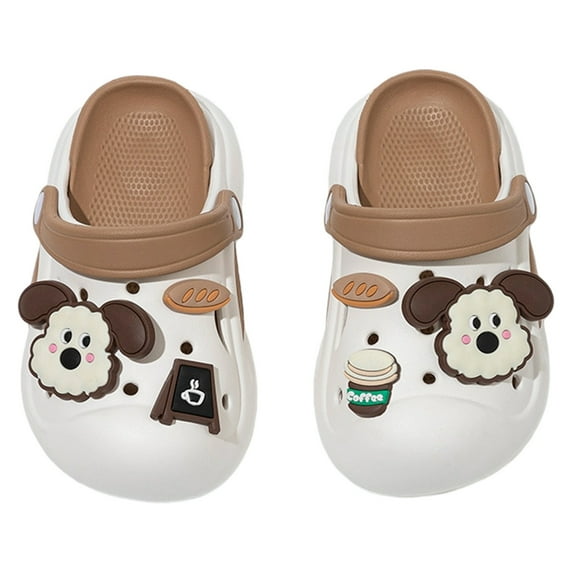 LIIPEE Girls Boys Sandals Summer Cute Cartoon Closed Toe Non- Soft Sole On Water Shoes Child Versatile Casual Outings Sandal,Khaki,1-3 Years