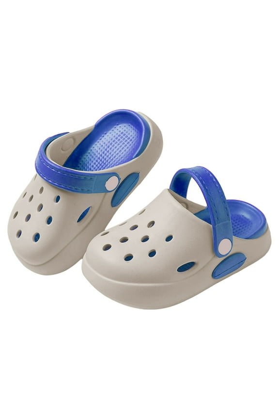 Girls Boys Sandals Summer Cute Solid Color Closed Toe Non-Slip Soft Sole Slip On Water Shoes Infant Comfort Beach Sandal,Grey,12-15 Months