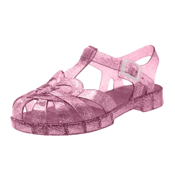 LIIPEE Girls Boys Sandals Summer Fashion Closed Toe Non- Soft Sole Jelly Shoes Girl Casual Beach Sandal,Rd2,6-7 Years