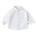 thumbnail image 1 of LIIPEE Girls Boys Shirt Solid Color Long Sleeve Turndown Collar Button Shirt Versatile Vacation Shirts,White,4-5 Years, 1 of 3
