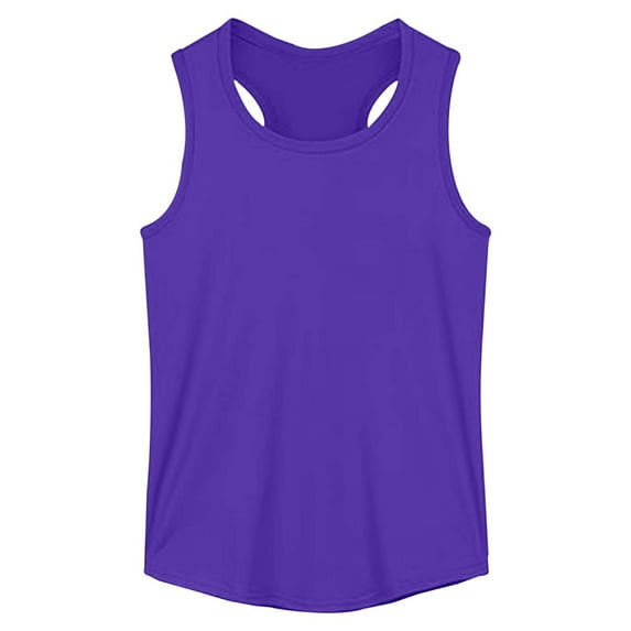 LIIPEE Girls Boys Shirt Solid Color Sleeveless Round Neck Racerback Tank Top Girl Casual Daily Wear Shirts,Purple,7-8 Years