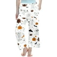 thumbnail image 1 of LIIPEE Girls Boys Sleepwear Pants Halloween Cartoon Pumpkin Ghost Graphic Printed Elastic Waist Straight Wide Leg Trousers Elegant Birthday Pants,White,3-4 Years, 1 of 4