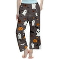 thumbnail image 1 of LIIPEE Girls Boys Sleepwear Pants Halloween Cartoon Pumpkin Ghost Graphic Printed Elastic Waist Straight Wide Leg Trousers Trendy Birthday Pants,Brown,3-4 Years, 1 of 4