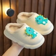 thumbnail image 1 of LIIPEE Girls Boys Slippers Cartoon Animal Closed Toe Non- Soft Sole On Warm Lined Plush Shoes Girl Leisure Daily Slipper,White,3.5-4 Years, 1 of 6