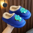 thumbnail image 1 of LIIPEE Girls Boys Slippers Cartoon Animal Closed Toe Non- Soft Sole On Warm Lined Plush Shoes Girl Stylish Daily Slipper,Blue,3.5-4 Years, 1 of 6