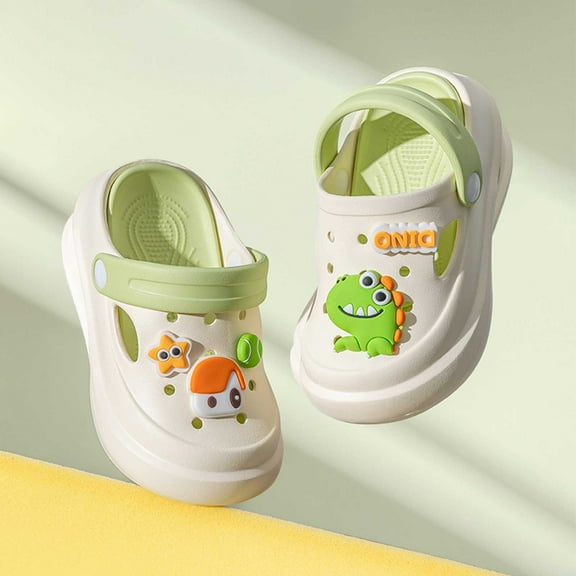 LIIPEE Girls Boys Slippers Cartoon Animal Closed Toe Non- Soft Sole On Water Shoes Toddler Comfort Daily Slipper,Green,15-16 Years