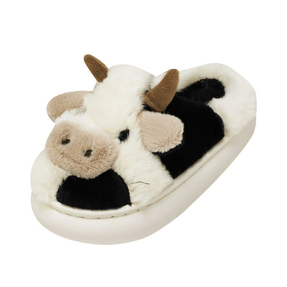 LIIPEE Girls Boys Slippers Comfort Cute Cotton Cartoon Animal Soft Sole Non- Flat Plush Warm Shoes Baby Cozy Leisure Slippers,Black,3.5-4 Years