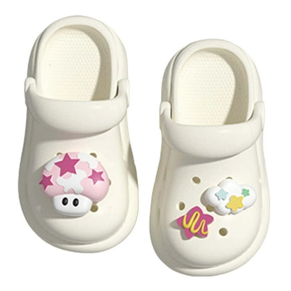 LIIPEE Girls Boys Slippers Summer Fashion Cartoon Closed Toe Non- Soft Sole On Water Shoes Girl Versatile Pool Slipper,Beige,3-3.5 Years