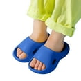 thumbnail image 1 of LIIPEE Girls Boys Slippers Summer Fashion Solid Color Open Toe Non- Soft Sole Flip Flops On Water Shoes Child Versatile Pool Slipper,Blue,3-3.5 Years, 1 of 6