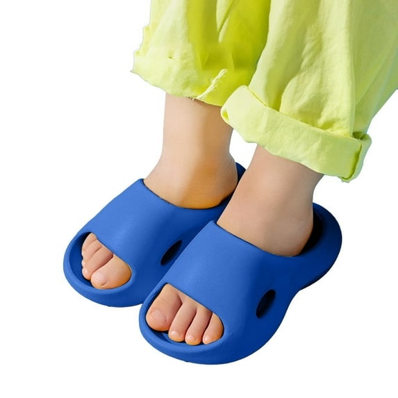 LIIPEE Girls Boys Slippers Summer Fashion Solid Color Open Toe Non- Soft Sole Flip Flops On Water Shoes Child Versatile Pool Slipper,Blue,3-3.5 Years