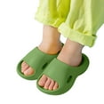 thumbnail image 1 of LIIPEE Girls Boys Slippers Summer Fashion Solid Color Open Toe Non- Soft Sole Flip Flops On Water Shoes Toddler Breathable Outdoor Slipper,Green,6-7 Years, 1 of 9