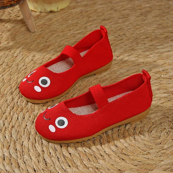 LIIPEE Girls Boys Sneakers Cartoon Printed Closed Toe Non- Soft Sole Mesh Shoes Toddler Classic Vacation Sneaker,Red,8-9 Years