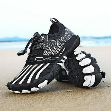 LIIPEE Girls Boys Sneakers Closed Toe Non Slip Lace Up Barefoot Sports Water Shoes Newborn Trendy Birthday Sneaker,Black,3-4 Years