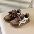 thumbnail image 1 of LIIPEE Girls Boys Sneakers Color Block Non- Soft Sole Lace Up Sports Training Shoes Casual Party Sneaker,Brown,3-3.5 Years, 1 of 5