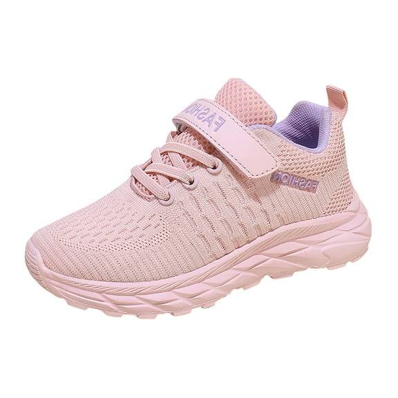 LIIPEE Girls Boys Sneakers Solid Color Hook And Loop Strap Closed Toe Non- Sports Mesh Shoes Casual Party Sneaker,Pink,4.5-5 Years