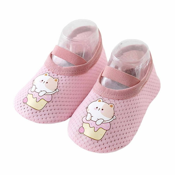 LIIPEE Girls Boys Sneakers Summer Comfortable Mesh Closed Toe Non- Soft Sole First Walking Shoes Kids Breathable Beach Sneaker,Pink2,0-10 Months