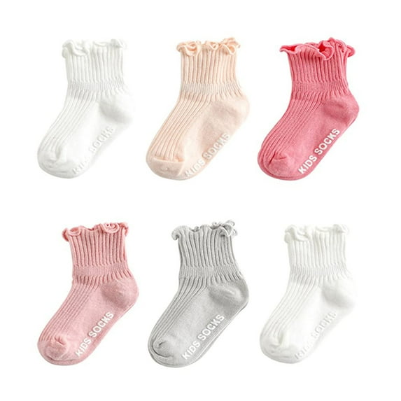 LIIPEE Girls Boys Sock 3 Pairs Cartoon Letter Printed Lettuce Frilly Socks Child Stylish Wedding Sock,White,4-7 Years