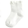 thumbnail image 1 of LIIPEE Girls Boys Sock 3 Pairs Solid Color Lettuce Frilly Socks Baby Trendy Travel Sock,White,2-4 Years, 1 of 2