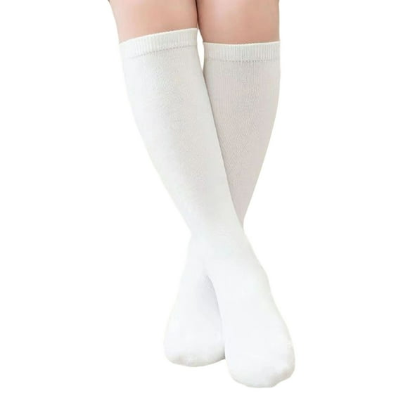 LIIPEE Girls Boys Sock Solid Color Knee High Stockings Girl Comfort Wedding Sock,White,5-8 Years