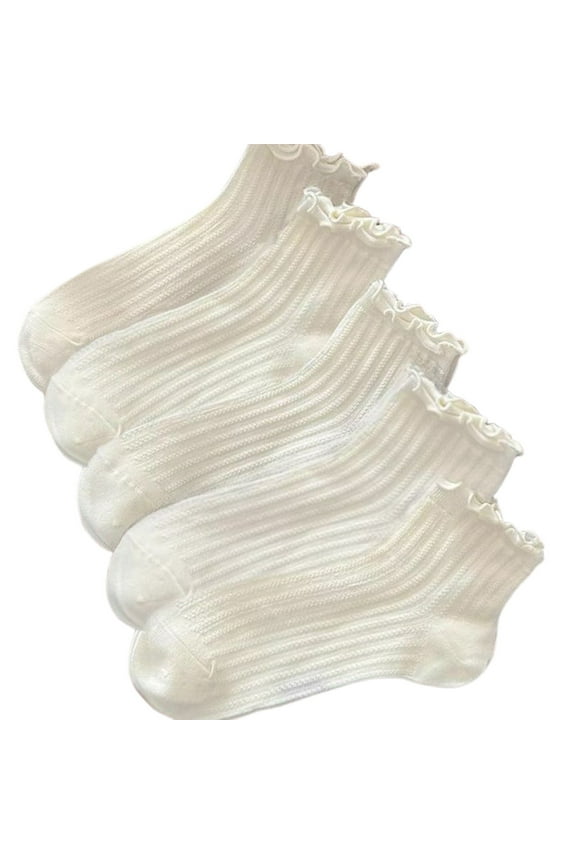 Girls Boys Sock Solid Color Lettuce Frilly Ankle Socks Girl Trendy Party Sock,White,9-12 Years