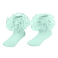 thumbnail image 1 of LIIPEE Girls Boys Sock Solid Color Ruffle Socks Double Lace Mesh Frilly Dance Socks Girl Classic Party Sock,Light Green,6-8 Years, 1 of 3
