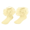 thumbnail image 1 of LIIPEE Girls Boys Sock Solid Color Ruffle Socks Double Lace Mesh Frilly Dance Socks Comfort Vacation Sock,Light Yellow,6-12 Months, 1 of 3