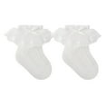 thumbnail image 1 of LIIPEE Girls Boys Sock Solid Color Ruffle Socks Lace Mesh Bowknot Lettuce Frilly Socks Comfort Wedding Sock,White,0-12 Months, 1 of 5