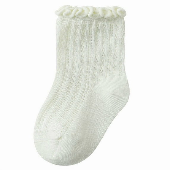 LIIPEE Girls Boys Sock Solid Color Ruffle Turn- Socks Lettuce Trim Frilly Socks Baby Versatile Birthday Sock,Green,3-5 Years