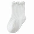 thumbnail image 1 of LIIPEE Girls Boys Sock Solid Color Ruffle Turn- Socks Lettuce Trim Frilly Socks Trendy School Sock,White,3-5 Years, 1 of 4