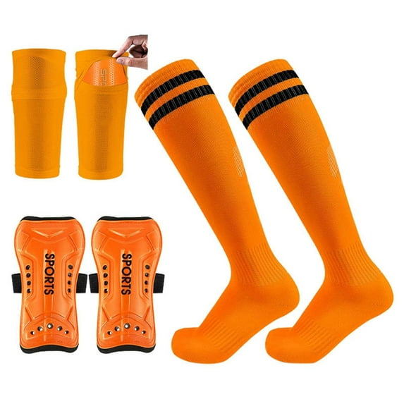 LIIPEE Girls Boys Sock Striped Printed Soccer Grip Socks Stockings Non Knee High Socks Set Kids Classic School Sock,Orange,One Size