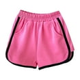 thumbnail image 1 of LIIPEE Girls Boys Sports Shorts Summer Casual Comfortable Solid Color Elastic Waist Shorts With Pockets Kids Stylish Outdoor Sports Shorts,Hot Pink,3-4 Years, 1 of 4