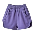 thumbnail image 1 of LIIPEE Girls Boys Sports Shorts Summer Casual Comfortable Solid Color Elastic Waist Shorts With Pockets Toddler Leisure Casual Wear Shorts,Dark Purple,2-3 Years, 1 of 4