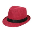 thumbnail image 1 of LIIPEE Girls Boys Sun Cap Bucket Wide Brim Hat Linen Straw Hat Protection Caps Jazz Hat Kids Trendy School Hats,Red,One Size, 1 of 2