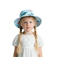 thumbnail image 1 of LIIPEE Girls Boys Sun Cap Cartoon Printed Adjustable Strap Bucket Wide Brim Hat Protection Caps Comfort Beach Hats,Sky Blue,2-5 Years, 1 of 5