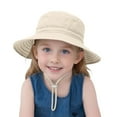 thumbnail image 1 of LIIPEE Girls Boys Sun Cap Solid Color Adjustable Strap Bucket Wide Brim Hat Protection Caps Baby Comfort School Hats,Beige,2-6 Years, 1 of 5