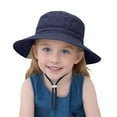 thumbnail image 1 of LIIPEE Girls Boys Sun Cap Solid Color Adjustable Strap Bucket Wide Brim Hat Protection Caps Classic School Hats,Navy,2-6 Years, 1 of 5