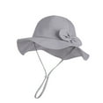 thumbnail image 1 of LIIPEE Girls Boys Sun Cap Solid Color Bowknot Bucket Wide Brim Adjustable Strap Hat Protection Caps Classic Party Hats,Grey,One Size, 1 of 4