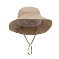 thumbnail image 1 of LIIPEE Girls Boys Sun Cap Summer Comfortable Solid Color Adjustable Wide Brim Bucket Hat Sunscreen Sunshade Hat Protection Caps Baby Stylish Outings Hats,Khaki,XS, 1 of 4